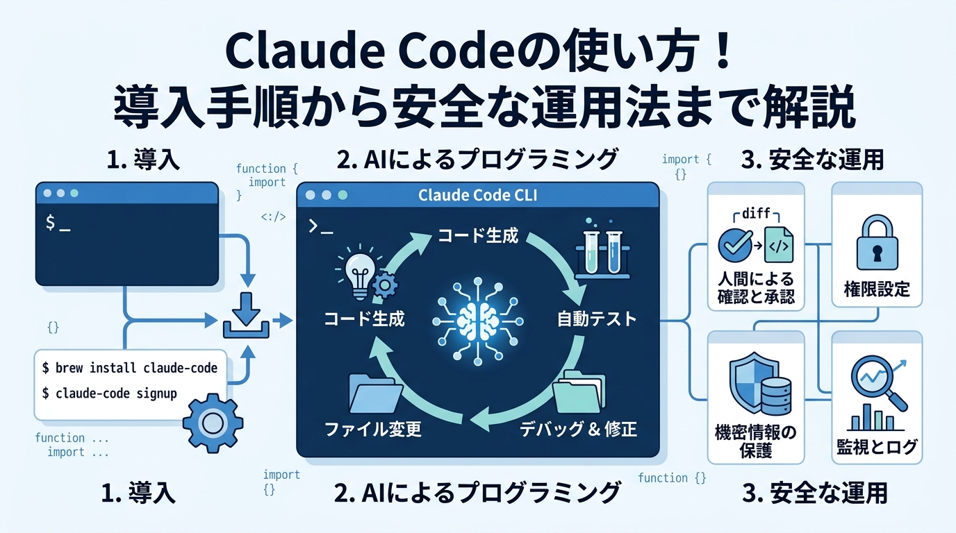 Claude Codeの使い方！導入手順から安全な運用法まで解説
