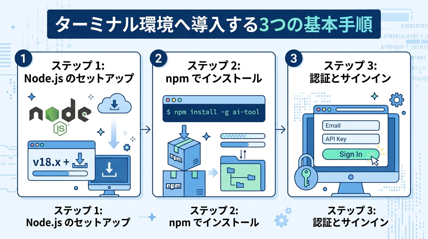 ターミナル環境へ導入する3つの基本手順