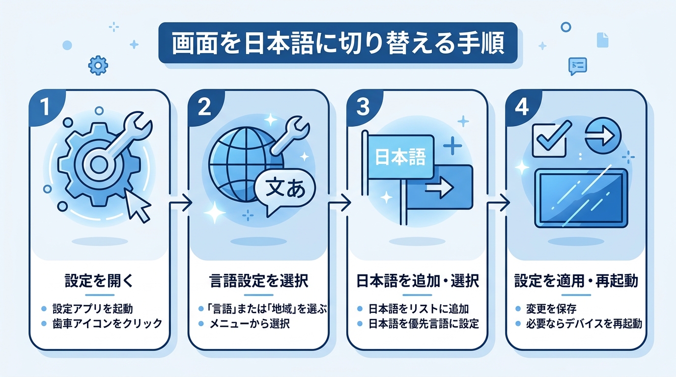 画面を日本語に切り替える手順