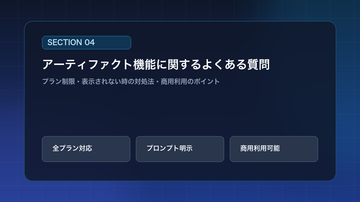 アーティファクト機能に関するよくある質問