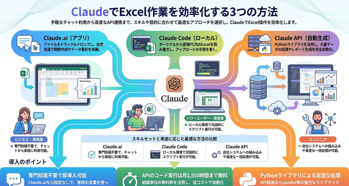 ClaudeでExcelを使う3つの方法