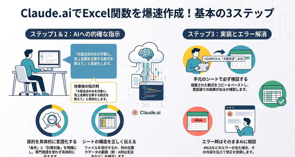 【手順】Claude.aiにExcelの関数を作ってもらう基本ステップ