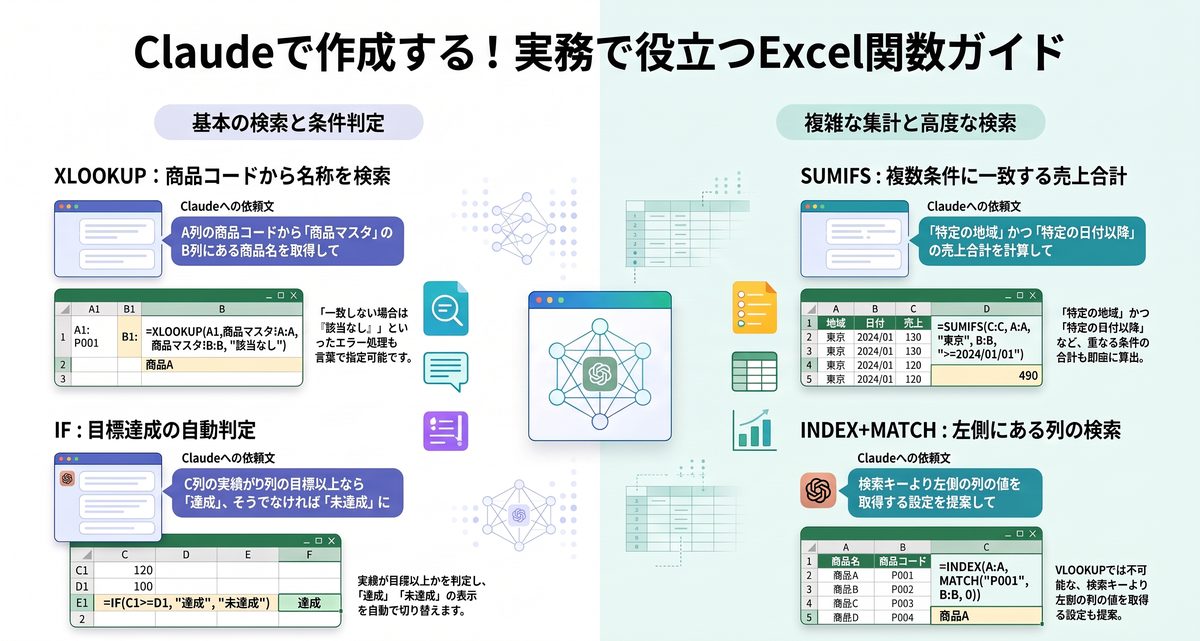 よく使うExcel関数をClaudeに作らせる例