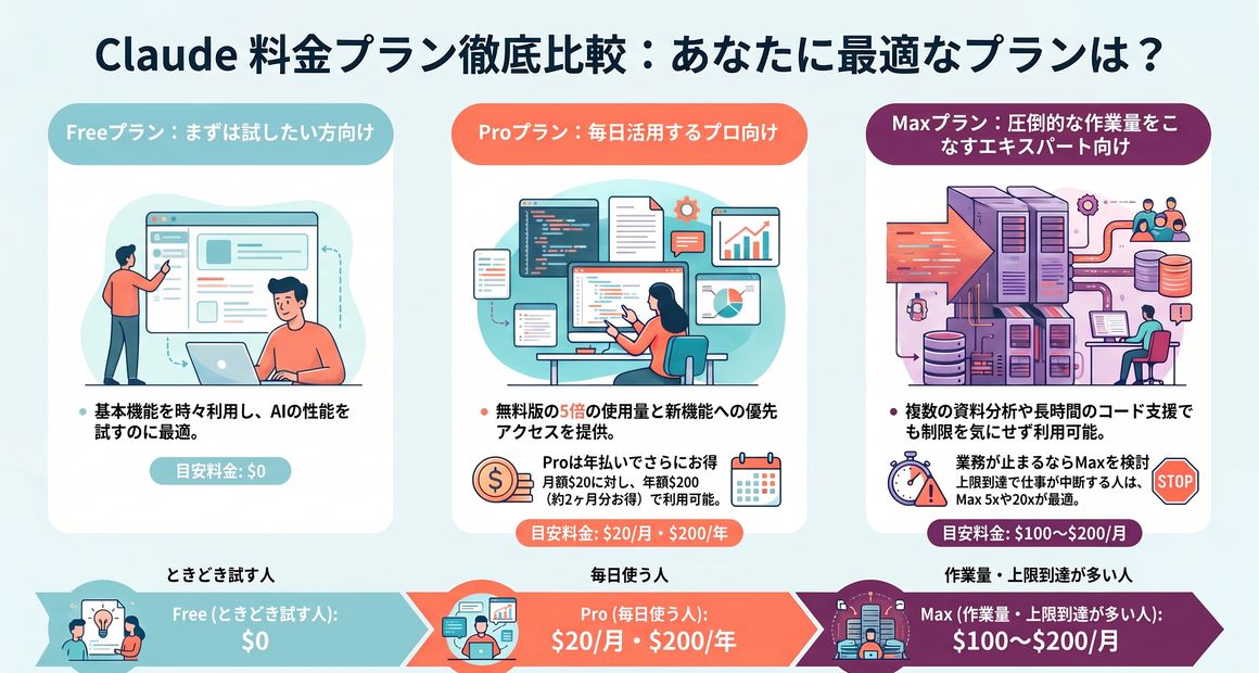 Claude 無料版と有料版（Pro・Max）の違いは？