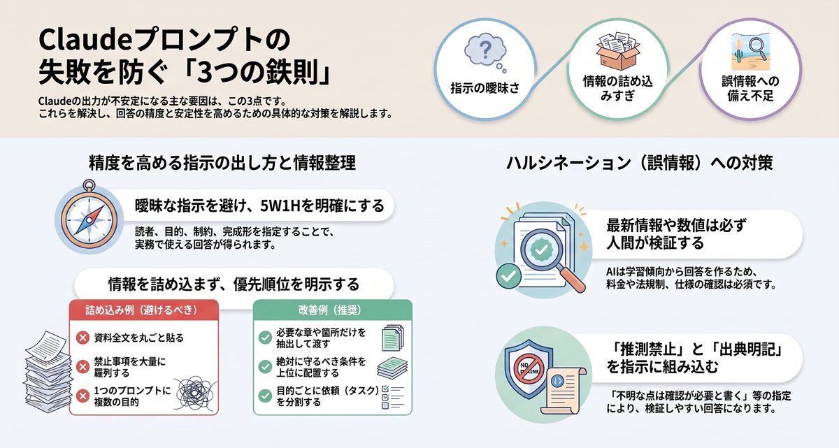 Claudeのプロンプトでよくある失敗と注意点は?