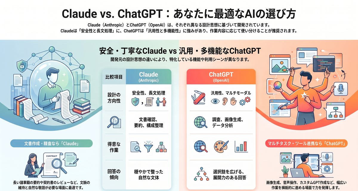 ClaudeとChatGPTの主な違いは?