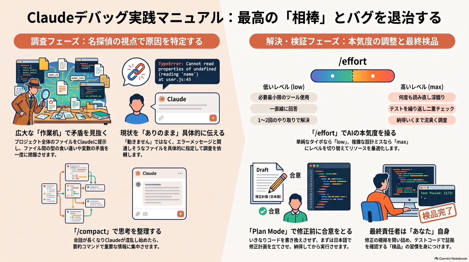 【ビジネス漫画】バグ調査とデバッグを任せる のインフォグラフィック（2026-09-16_AM）